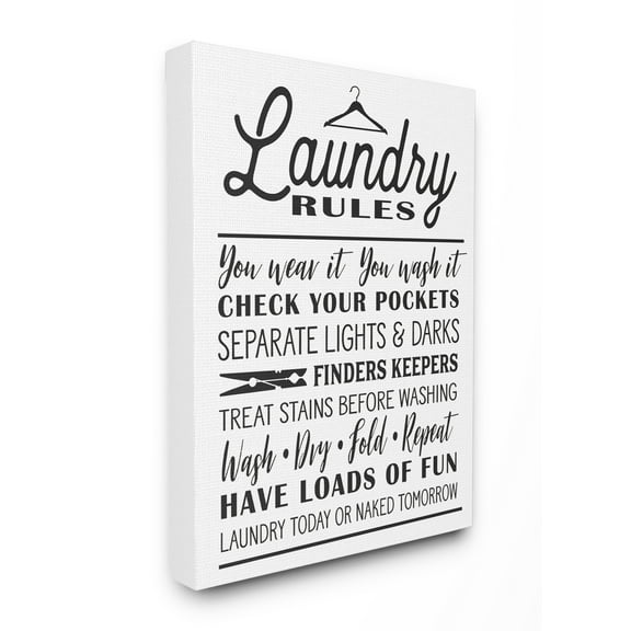 Stupell IndustriesLaundry Rules with Hanger TypographyCanvas Wall Art by Lettered and Lined