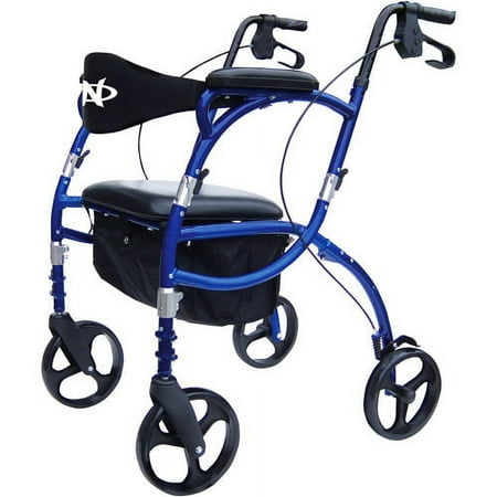 Navigator by Hugo Combination Rolling Walker + Transport Chair, Blue