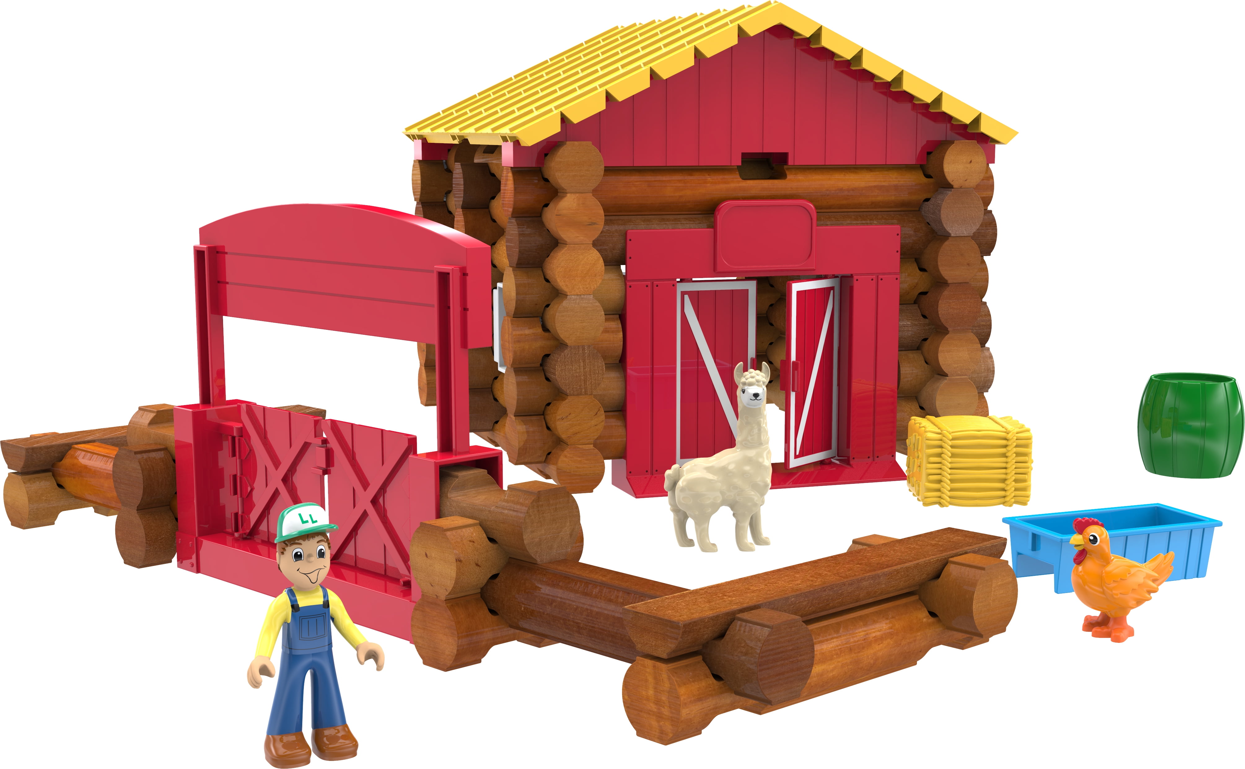As 3 & Up 102 Parts Real Wood Logs Lincoln Logs Fun On The Farm 