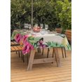 thumbnail image 3 of Outdoor Tablecloth with Umbrella Hole for Patio/Picnic/Party/Camping, Tropical Spring Waterproof Table Cloth Rectangle Table Cover Washable, Floral Leaves Butterflies Burlap Rustic (54"x 80"), 3 of 8
