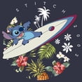 thumbnail image 2 of Women's Lilo & Stitch Surfing Tropical Jungle Waves 2002  Graphic Tee Navy Blue X Large, 2 of 4