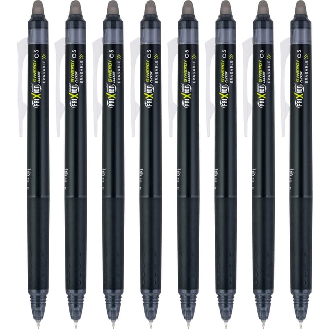 Bolígrafos de tinta de gel Pilot FriXion Synergy Clicker, 0,5 mm, paquete de 8, color negro