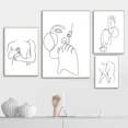 thumbnail image 5 of Póster abstracto de dibujo de una línea de pareja de amor, posturas especiales para hombre y mujer, pintura en lienzo, arte minimalista para pared, imagen para decoración del hogar, 5 of 5