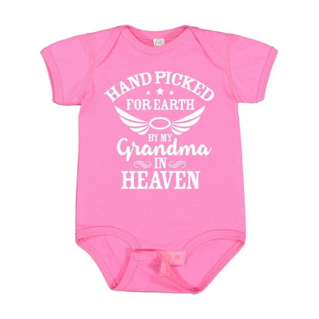 

Inktastic Handpicked for Earth by My Grandma in Heaven Angel Wings Gift Baby Boy or Baby Girl Bodysuit