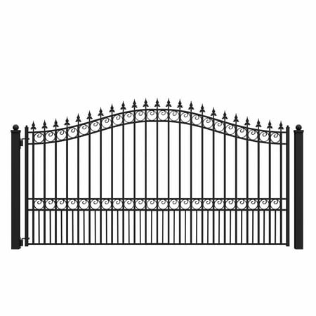 ALEKO Steel Single Swing 12 x 6 feet Black Driveway Gate London Style