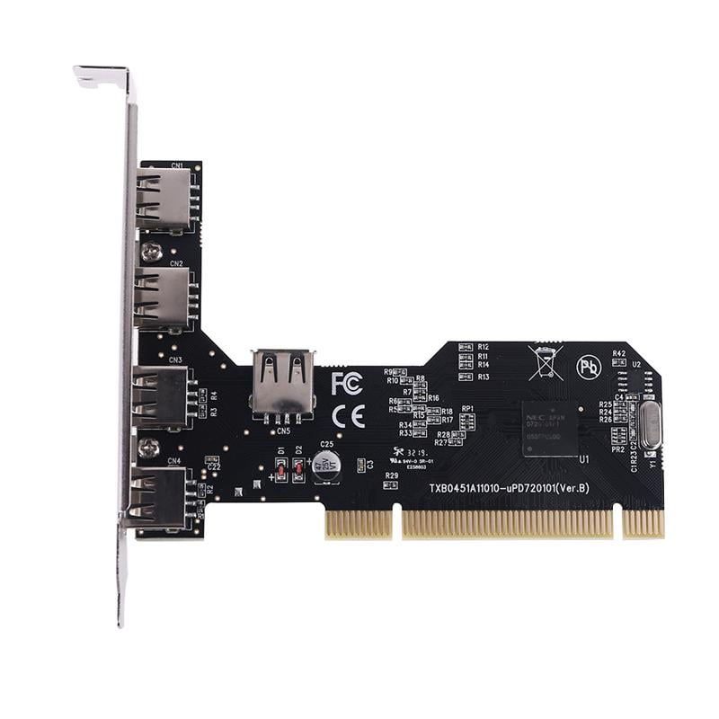 Arv landdistrikterne forlade 5 Ports USB 2.0 PCI Hub Controller Expansion Card 480Mbps Desktop Converter  NEC720101 Chipset Driver - Walmart.com