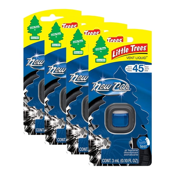 Little Trees Vent Liquid Car Air Freshener, 4-PACK (New Car Scent)