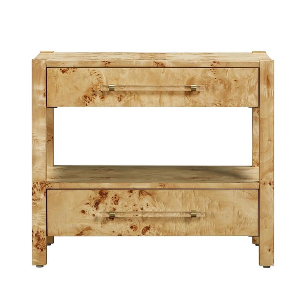 Maklaine Engineered Wood Natural Brown Nightstand Rectangular Unassembled