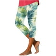 thumbnail image 2 of Taylonsss Womens Summer High Waisted Printing Capris Yoga Gym Workout Active Stretch Pants with Waist and Elasticated Cuffs for Comfortable Slim Fit Baggy Jogger No Pockets, 2 of 5