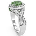 thumbnail image 5 of Three Stone Peridot Diamond Peekaboo Halo Engagement Ring In 14k White Gold, 5 of 6
