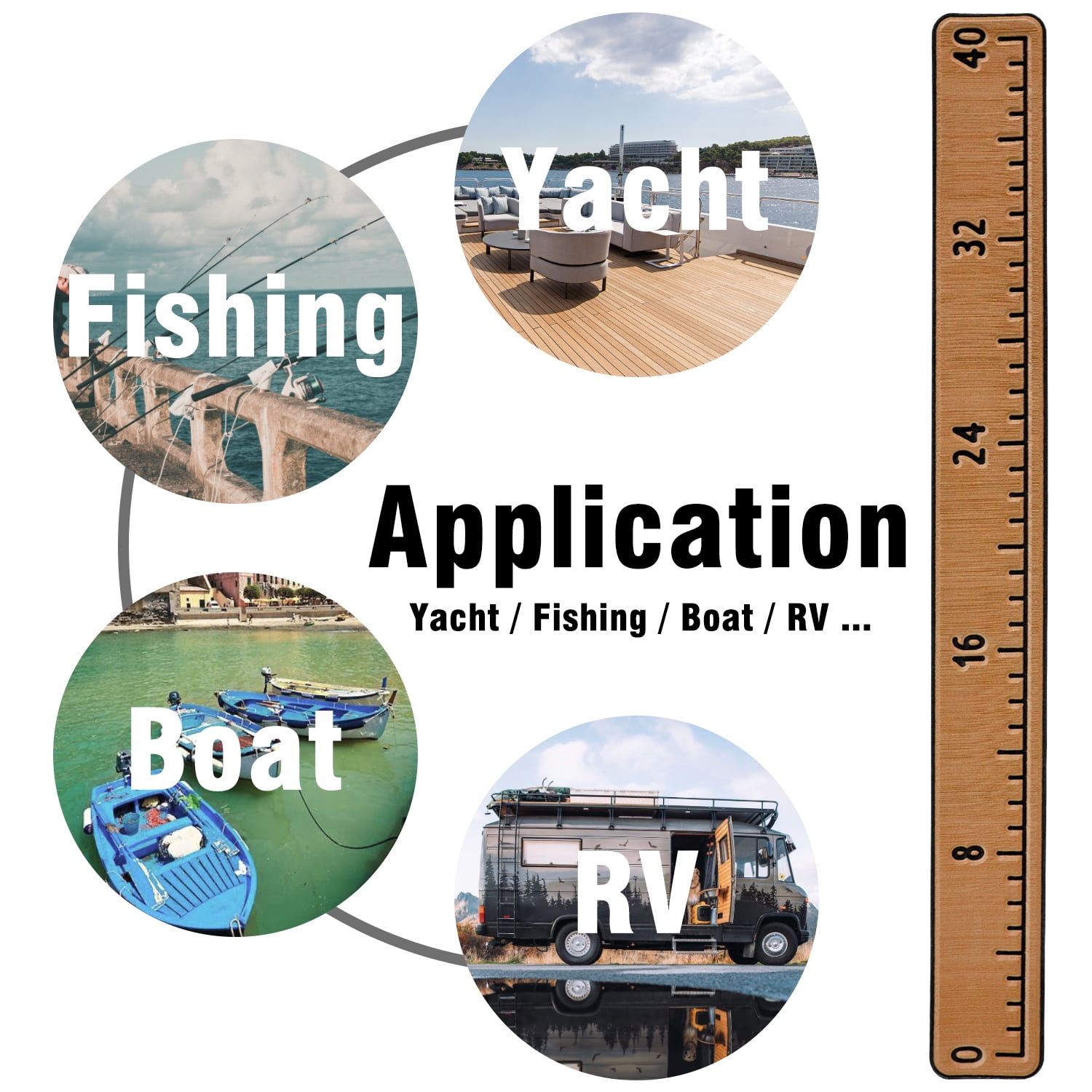 VAXATO Adhesive Fish Ruler - 40 inch Fishing Measuring Tape - Fish Measuring Tape for Fishing Boat, Kayak, Cooler, Workbench - Waterproof Fish