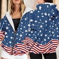 thumbnail image 2 of Women's Full Zip up Graphic Hoodies Trendy America Flag Printed Loose Hooded Sweatshirts Causal Long Sleeve Jacket with Pocket Blue M, 2 of 5