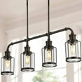 thumbnail image 4 of JONATHAN Y Abbott 34" 4-Light Farmhouse Industrial Iron/Glass Linear LED Pendant, Oil Rubbed Bronze/Clear, 4 of 12