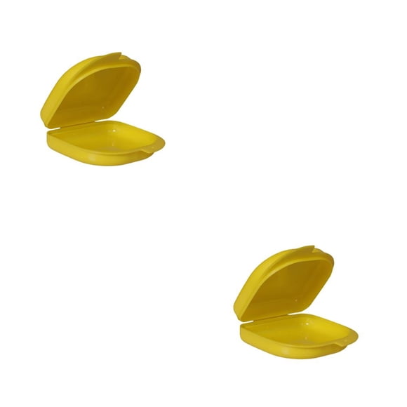 Qarigey Caja de almacenamiento para dentaduras postizas, 2 piezas, reutilizable, lavable, Universal, protectora, a prueba de polvo, estuche Amarillo 2piezas