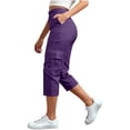 thumbnail image 4 of Only Moment Cargo Shorts Women with Pockets - Casual Loose Yoga Trouser Pants Sweatpants Palazzo Lounge Pajama Pants Purple,4XL, 4 of 7