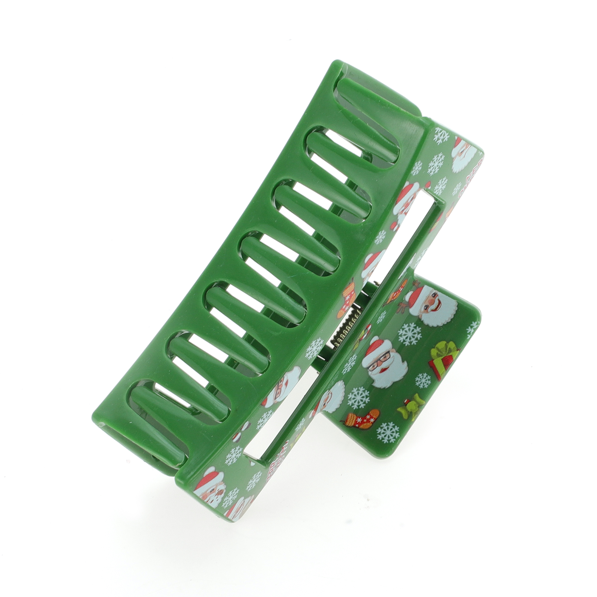 Unique Bargains Square Santa Claus Hair Clips 3.35"x1.77"x1.57" Green 1 Pc