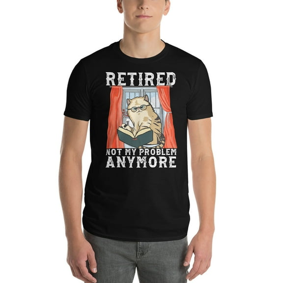 Everyday Staples Funny Retirement Cat Graphic Art Short-Sleeve T-Shirt (Black, S)