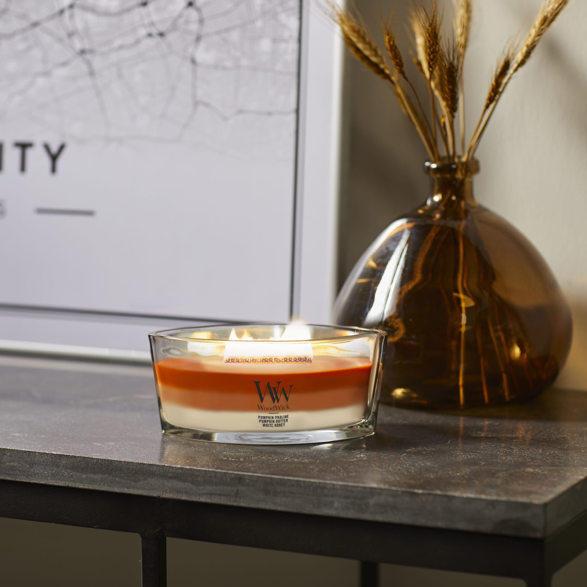 WoodWick Pumpkin Gourmand Scented Ellipse Candle, Crackles as it burns, Up to 50 hrs burn time, Perfect for gifting or home décor, 21oz