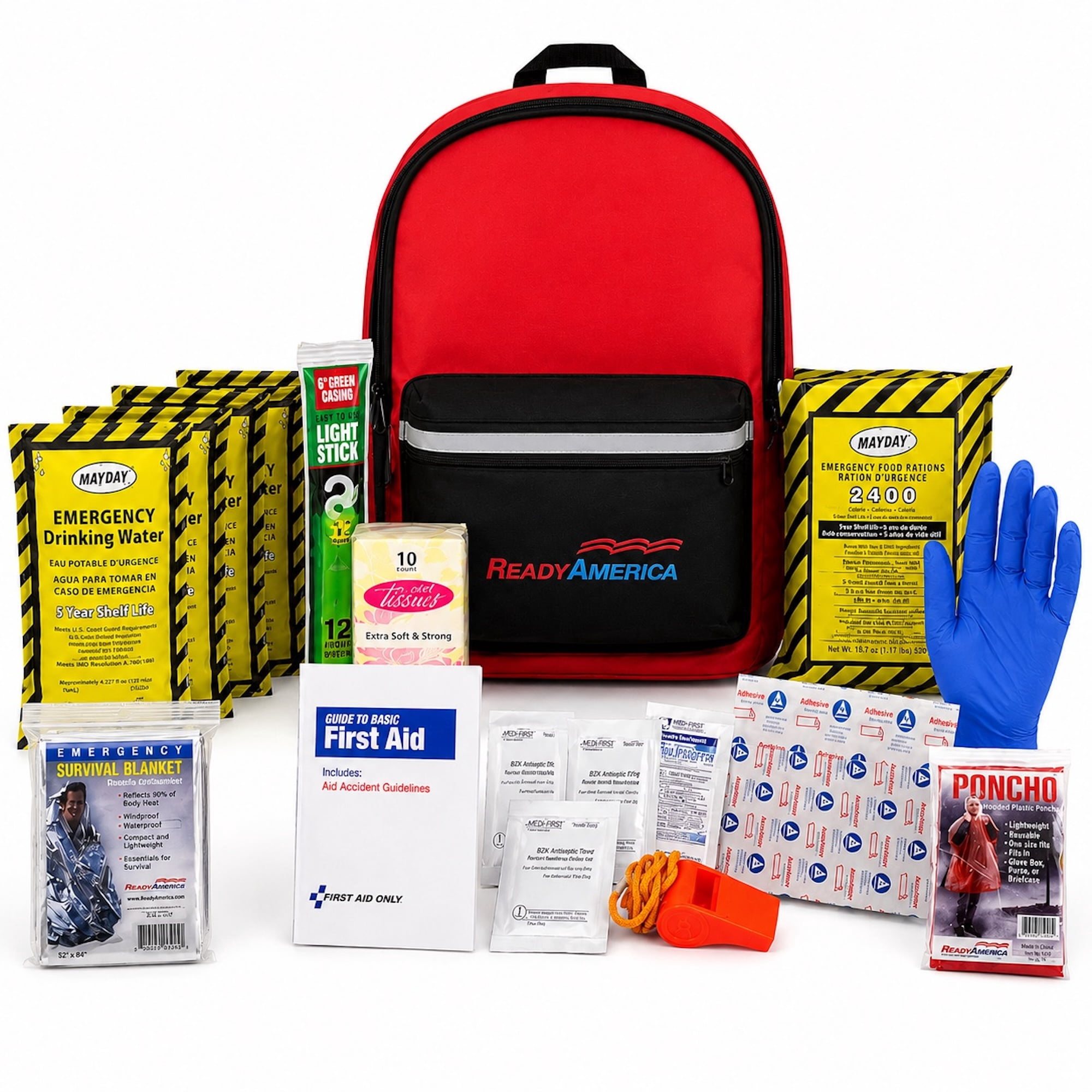 Ready America 1 Person 3 Day Emergency Backpack,18 Pieces, 5 Year Shelf Life,13 in. x 9 in. x 6 in.
