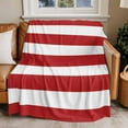 thumbnail image 4 of Minimalist Striped Throw Blankets, Red White Soft Fleece Blanket Decorative for Home Sofa Couch Chair Living Bedroom, 60x80 inches,, 4 of 9