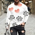 thumbnail image 2 of Men's Long Sleeve T-Shirts Casual Big&Tall Round Neck and Loose Fit Paw Printed Comfy Cozy Graphic Pullover Tops (XL, Watermelon Red), 2 of 5