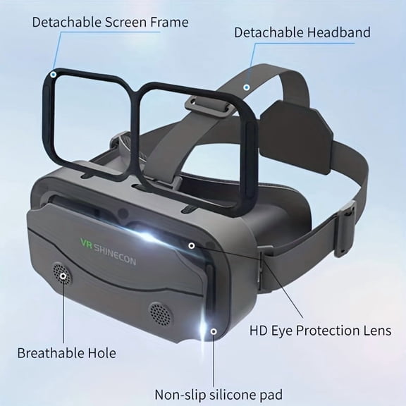 FCKJLY VR Headset for Smartphone, 3D Virtual Reality Goggles, Immersive Gaming & Movies, iPhone/Android Compatible