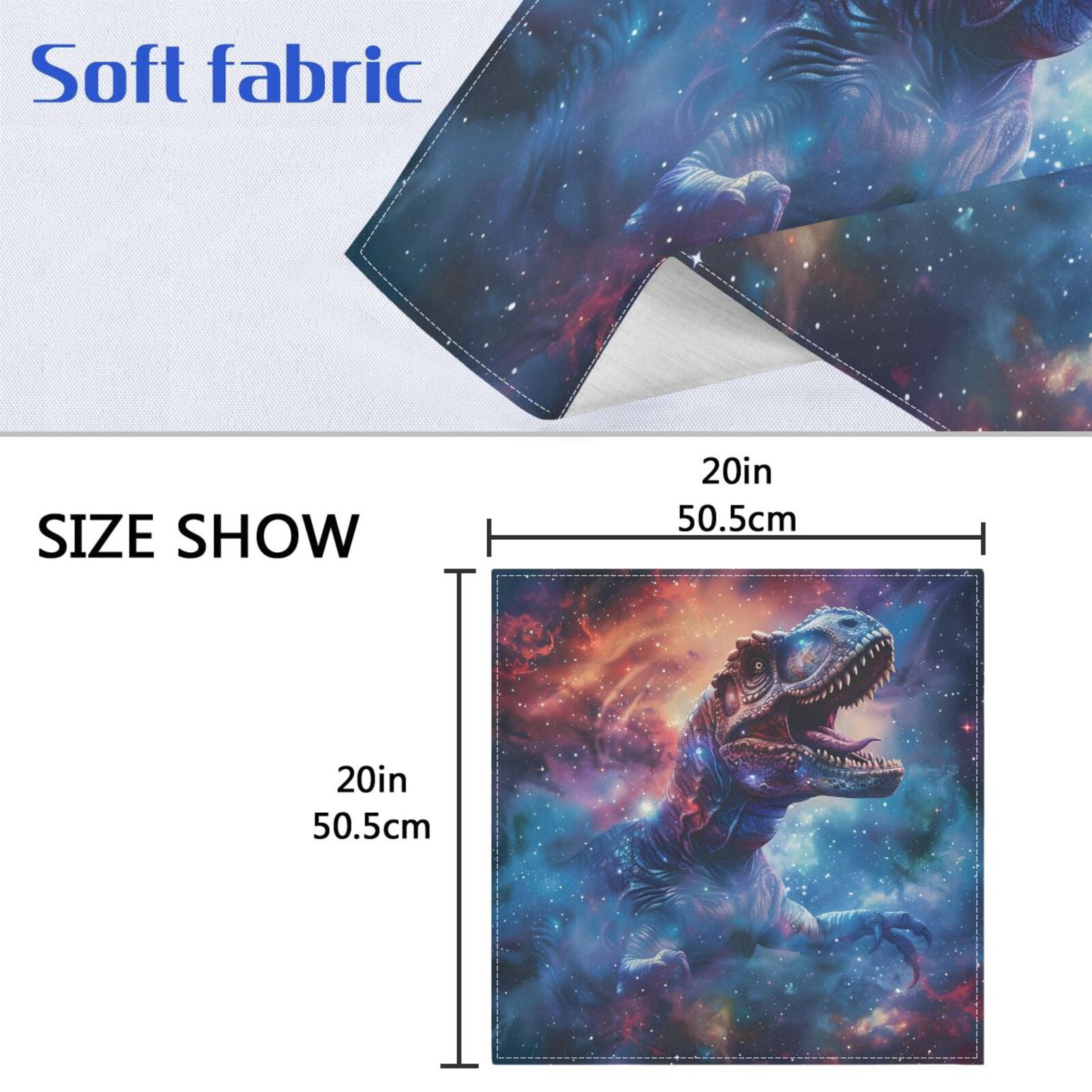 JSTEL T-rex Dinosaur Tyrannosaurus Dino Nebula Cloth Napkins Set of 6, 20x20 Inch Washable and Reusable Napkin for Decoupage Dinner Party Everyday Use