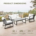 thumbnail image 5 of Sunset & Cie Modern 4-Piece Aluminum Patio Furniture Set, Patio Set with 1 Loveseat, Coffee Table and 2 Chairs, Balcony Furniture with Removable Cushions for Garden Porches Backyard - Aegean (White), 5 of 7