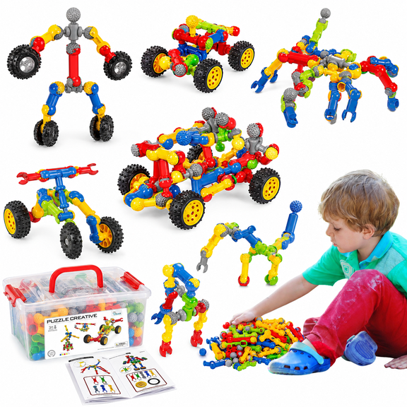 125Pcs STEM Building Blocks Toy, Montessori Creative Construction Set, DIY Assemble Building Blocks Stem , Preschool Classroom Educational Building Blocks for 4-6 6-8 Year Old Boys