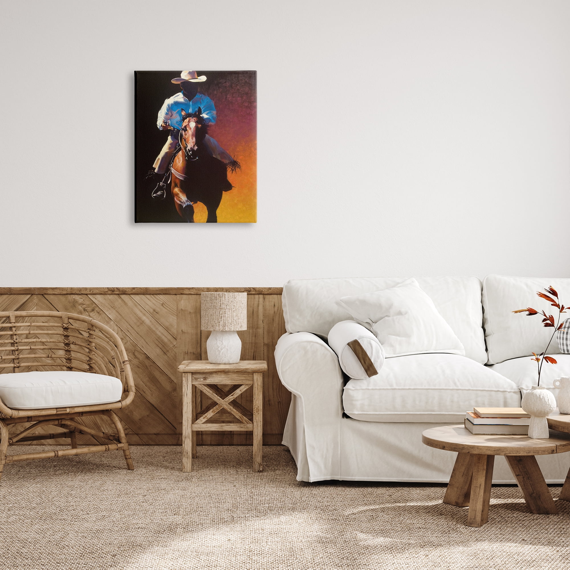 Stupell Industries Modern Cowboy & Horse Animals & Insects Painting Gallery Wrapped Canvas Print Wall Art, 24 x 30
