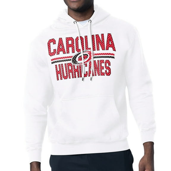 Men's Starter White Carolina Hurricanes Mesh Look Team Name Logo Tri-Blend Pullover Hoodie