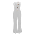 thumbnail image 3 of Women's Off Shoulder Button Detail Jumpsuit - Flared Pants, Summer, S-XXL, 3 of 3