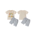 thumbnail image 2 of BemeyourBBs 2Pcs Toddler Baby Boy Birthday Outfits 1 2 3 4 Years Old Birthday Summer Clothes Party Animal Short Sleeve Letter Print T-Shirt Shorts Set, 2 of 9