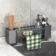 thumbnail image 2 of Kitchen Sink Organizer Rack - Plastic Self-Draining Shelf for Soap, Sponge, Dishcloth, Towel, with Filter Basket B, 2 of 5