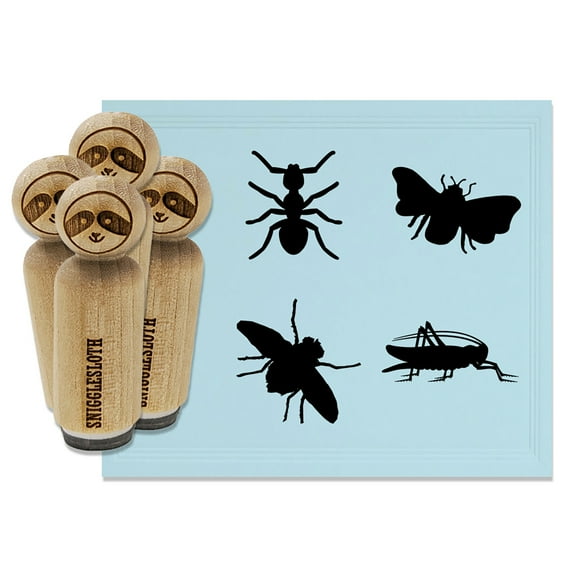 Ant Grasshopper Fly Bee Bug Insect Rubber Stamp Set for Scrapbooking Crafting Stamping - Large 1-1/4 Inch