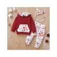 thumbnail image 2 of Infant Baby Girls 3 Pieces Outfits, Long Sleeve Big Pockets Hoodies + Floral Print Long Pants + Headband Set, 2 of 9