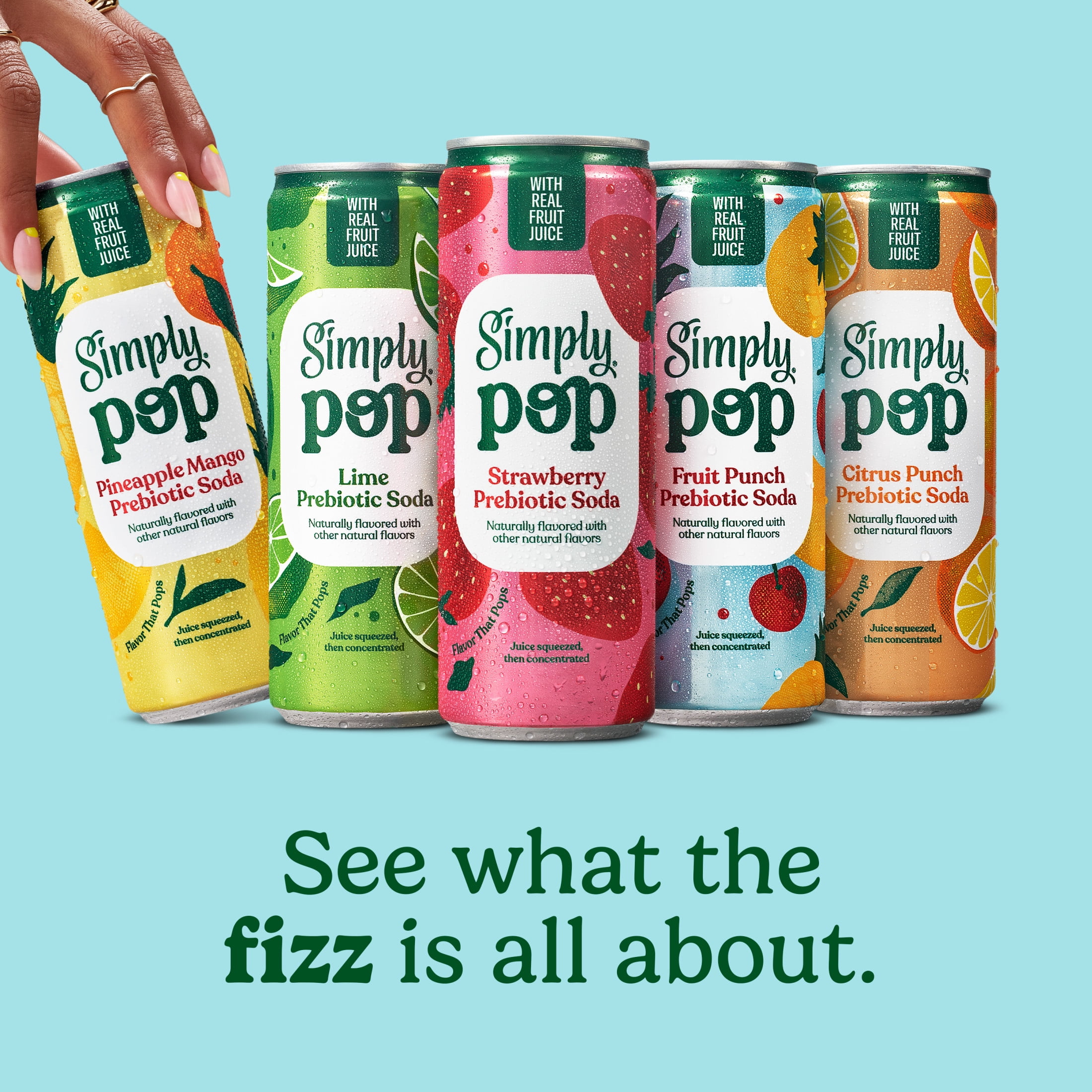 (12 pack) Simply Pop Prebiotic Soda Pineapple Mango Drink, 12 oz. can