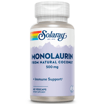 Solaray Monolaurin 500 mg Immune System Support | From Coconuts | Helps Maintain Healthy Gut Flora | 60CT