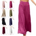 thumbnail image 5 of Pantalones de verano para mujer pantalones elásticos de pierna ancha para mujer de color sólido transpirables para uso diario para yoga ANGGREK  Otros, 5 of 5