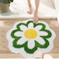 thumbnail image 2 of Alfombra de baño con forma de flor, alfombra de baño con flores súper suave y absorbente, alfombra de baño lavable a máquina, regalo para ducha, dormitorio, sala de estar (color: Verde), 2 of 5