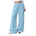 thumbnail image 5 of Sweat Pants for Womens Baeitkot Drawstring Elastic High Waist Side Line Wide Leg Athletic Trousers for Casual Gym Workout Daily Wear Light Blue L, 5 of 7