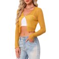 thumbnail image 4 of INSPIRE CHIC Women's Sheer Textured Crop Bolero Shrug Lightweight Long Sleeve Open Front Cardigan Yellow M, 4 of 6