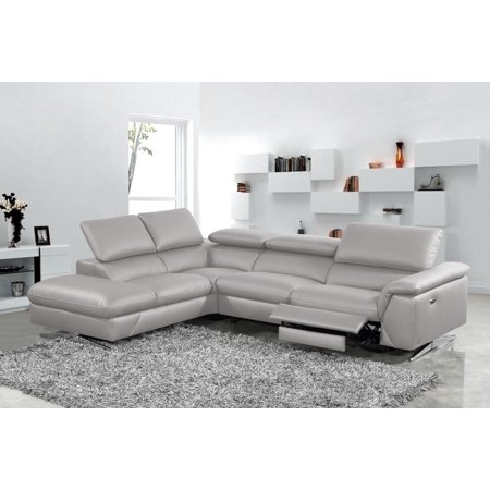 Medium Grey Eco-Leather LAF Chaise Sectional w/ Recliner VIG Divani Casa Maine