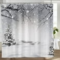 thumbnail image 3 of Winter Shower Curtain Snow Scene with Pine Tree Bathroom Shower Curtain Snowflake Waterproof Fabric Bath Decor with Hooks 72"x72", 3 of 7