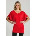 thumbnail image 4 of BAIEBLEUE GLOBAL Women's Solid Butterfly Short Sleeve V Neck Dolman Top Red S, 4 of 5