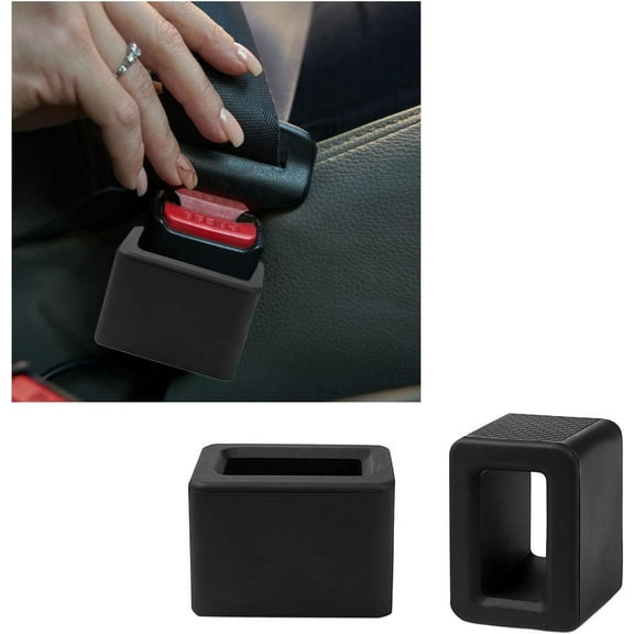 2PCS Seat Belt Buckle Holder, Silicone Auto Rear Seatbelt Buckle Booster to Makes Receptacle Stand Upright for Easy Access, Universal Vehicle Seatbelt Buckle for Kids (Black)