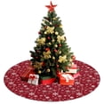 thumbnail image 3 of Christmas Tree Skirt,Red Christmas Snowflake Pattern Christmas Tree Decor with Red Ribbon Ties,Round Shape,Christmas Decorations for Home 48"x48", 3 of 7