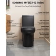 thumbnail image 2 of SOTOMO Compact One-Piece Toilet, Matte Black, 12" Rough-In, Space-Saving Round Bowl, Dual Flush 1.28 GPF, Skirted, Quiet UF Soft-Close Seat, 2 of 9