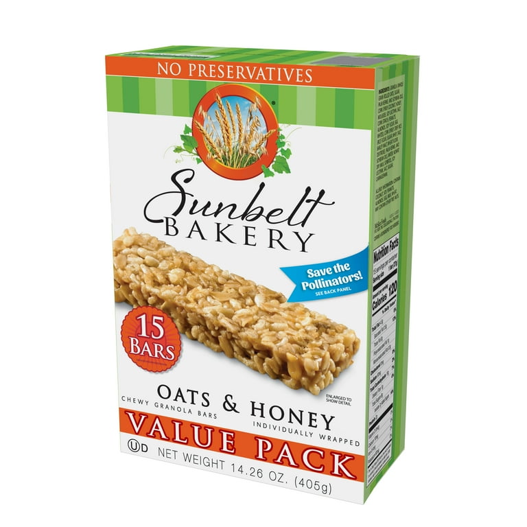 Sunbelt Bakery Chewy Granola Bars, Oats & Honey, 15 Ct