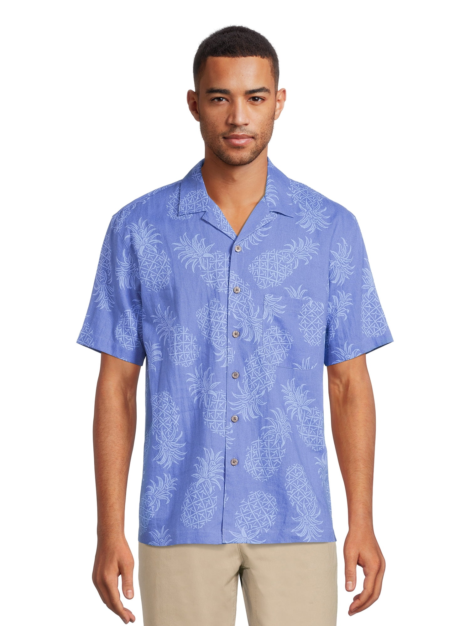 George Men’s Printed Short Sleeve Button Down Shirt - Walmart.com